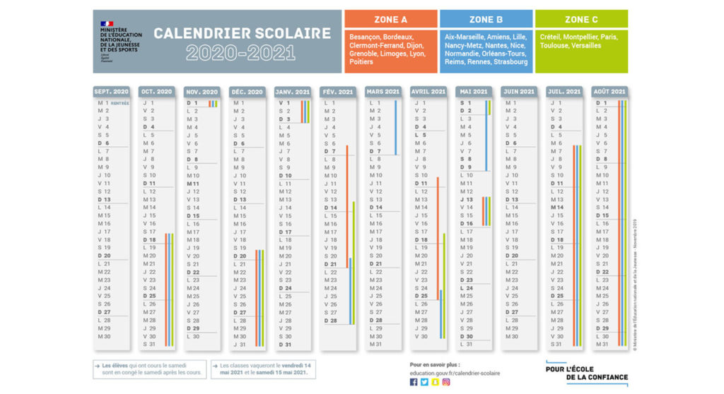 Calendrier vacances scolaires